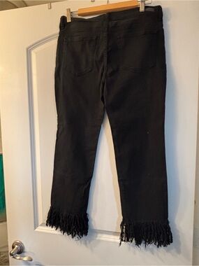 Black Women Pants & Jumpsuits Black Fringed Hem Pants